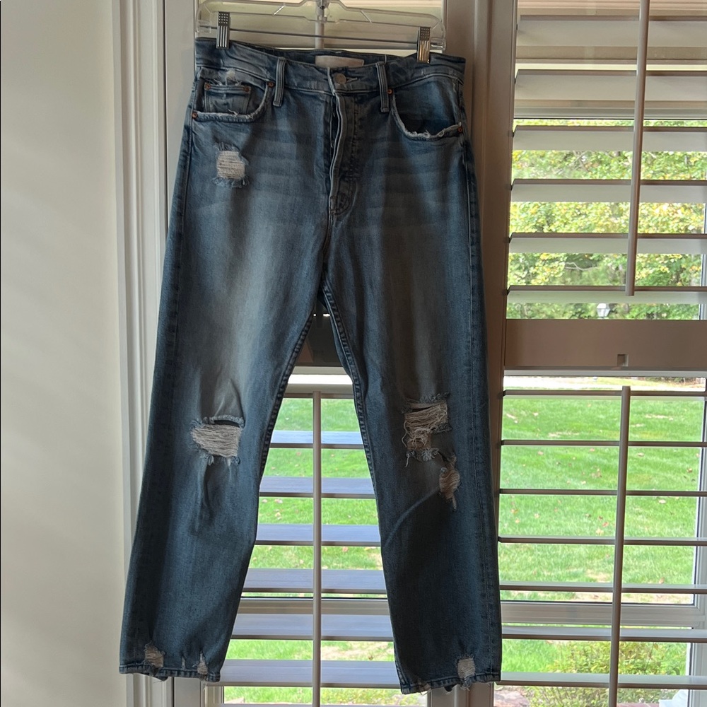 Mother Denim, The Tomcat the Confession Distressed Blue Jeans